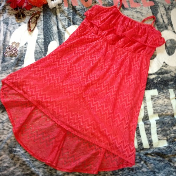 Deb Coral High/Low Chevron Mesh Dress 2X - Picture 3 of 10